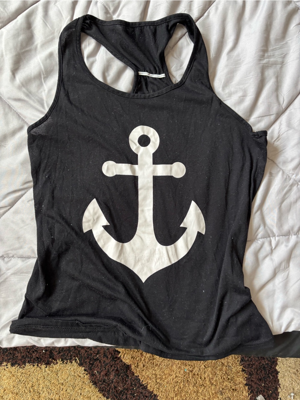 Black Anchor Graphic Racerback Tank Top